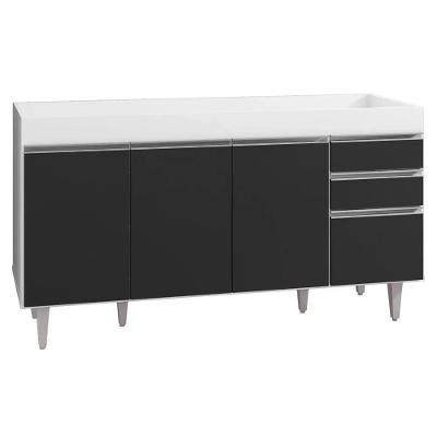 Balcão Gabinete Para Pia Sem Tampo 150cm Marrocos Branco/preto - Lumil