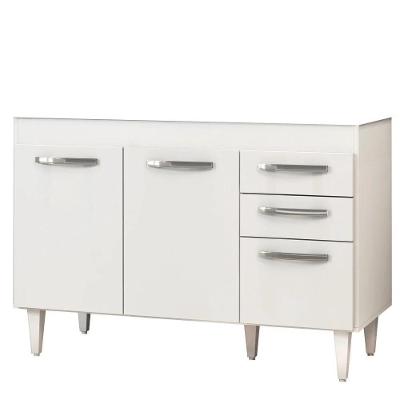 Balcão Gabinete 120cm Suécia Sem Tampo 3 Portas 2 Gavetas Branco - Lumil Móveis