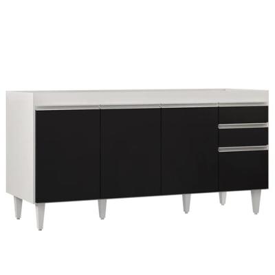 Balcão Gabinete 160cm Sem Tampo 4 Portas 2 Gavetas Arkansas Branco/preto - Lumil Móveis