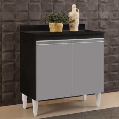 Balcão Gabinete 80cm 2 Portas Hawai Preto/cinza - Lumil Móveis