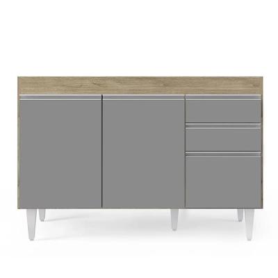 Balcão Gabinete 120cm 3 Portas 2 Gavetas Michigan Castanho/cinza - Lumil