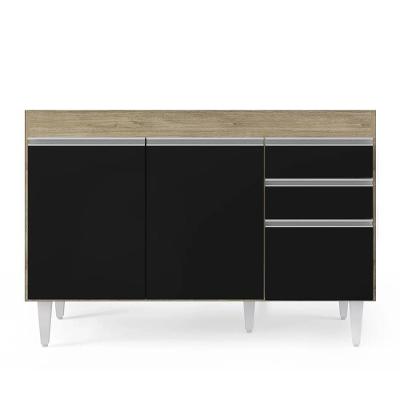 Balcão Gabinete 120cm 3 Portas 2 Gavetas Michigan Castanho/preto - Lumil