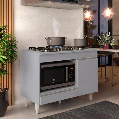 Balcão De Cozinha 102cm Para Cooktop Georgia Cinza Claro - Lumil