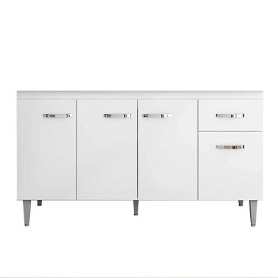 Balcão Gabinete Para Pia Sem Tampo 150cm 4 Portas E 1 Gaveta Flex Gabriela Branco/preto - Ajl Móveis