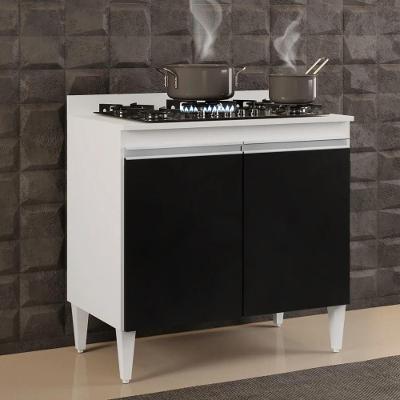 Balcão Para Cooktop 80cm 2 Portas Flórida Branco/preto - Lumil Móveis
