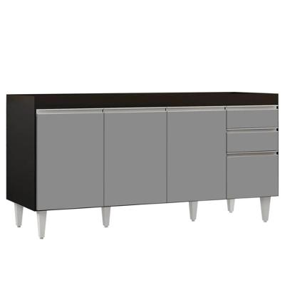 Balcão Gabinete 160cm Sem Tampo 4 Portas 2 Gavetas Arkansas Preto/cinza - Lumil Móveis