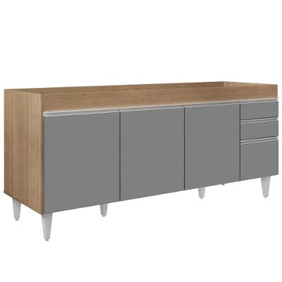 Balcão Gabinete Para Pia 180cm Sem Tampo Dallas Castanho/cinza - Lumil