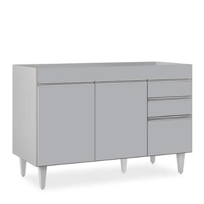 Balcão De Cozinha Para Pia 120cm 3 Portas Sem Tampo Michigan Cinza Claro - Lumil