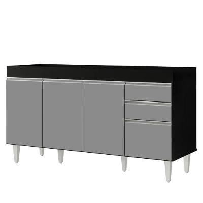Balcão Gabinete Para Pia Sem Tampo 150cm Marrocos Preto/cinza - Lumil