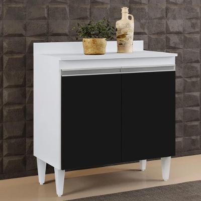 Balcão Gabinete 80cm 2 Portas Hawai Branco/preto - Lumil Móveis