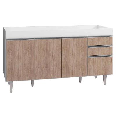 Balcão Gabinete Para Pia Sem Tampo 150cm Marrocos Branco/castanho - Lumil
