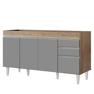 Balcão Gabinete Para Pia Sem Tampo 150cm Marrocos Castanho/cinza - Lumil