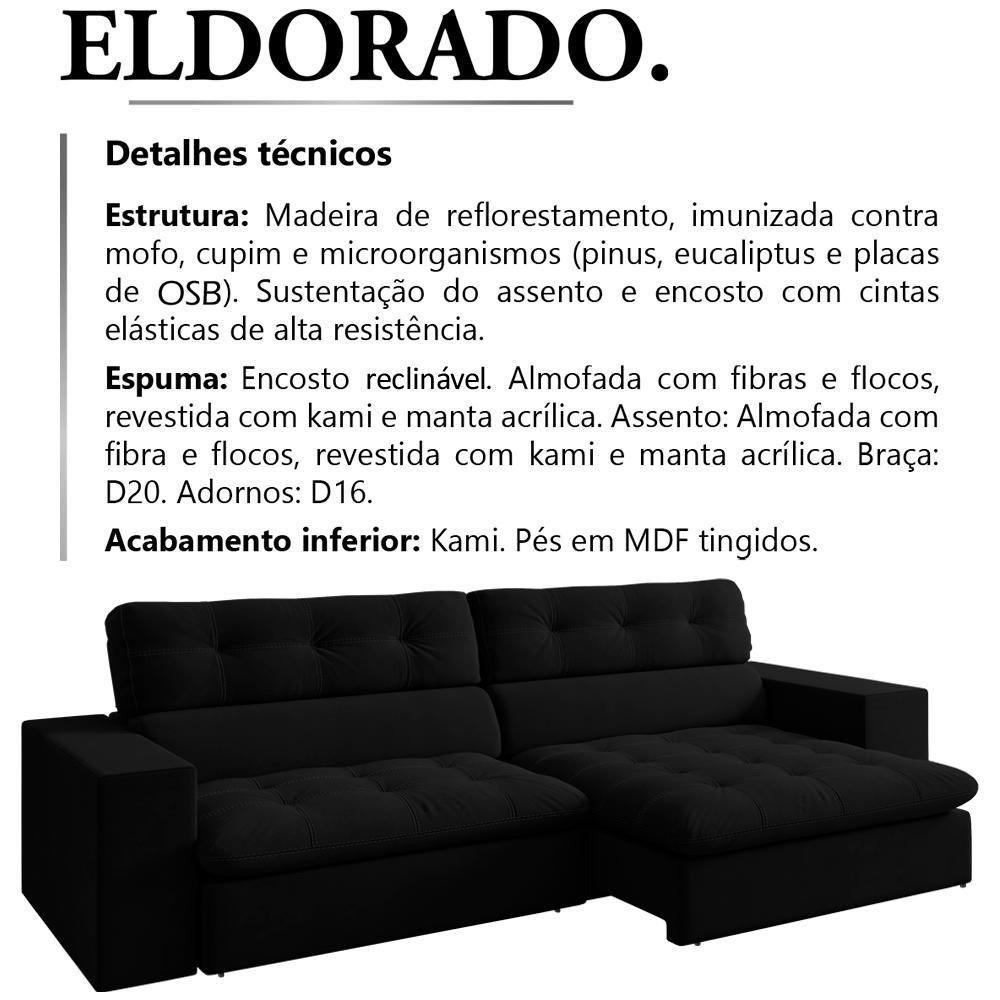 Sofa Retratil E Reclinavel 3 Lugares 246 Cm Eldorado Sl 944 Veludo Moll Sl 944 - 9