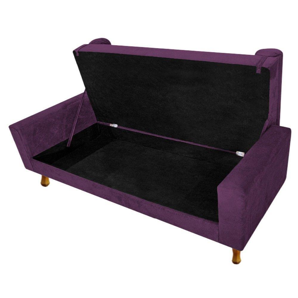 Recamier Baú Félix Solteiro 100cm Suede Roxo - 3