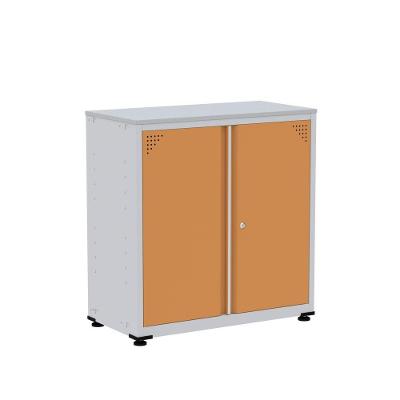 Armário De Aço Alto Para Escritório Linha Aço 842x800x400 - Ap406 Cinza/laranja Picasso