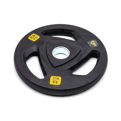 Anilha Vulcanizada Olímpica 2,5kg Ahead Sports (weight Coated Plate) - Absolute - Preto/ Amarelo