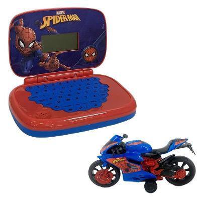Kit Homem-aranha - Laptop Infantil Bilíngue + Moto Roda Livre Webcycle