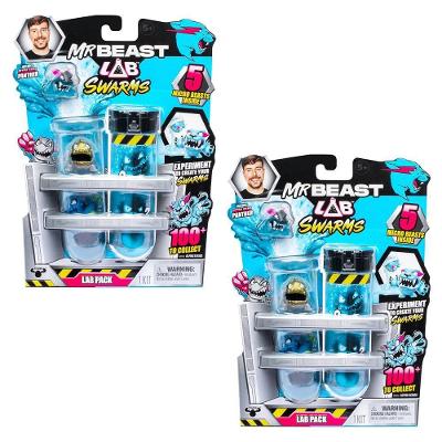 Kit 2 Tubo De Ensaio Com 5 Mini Bonecos Swarms Mrbeast Lab