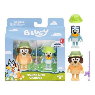 Kit 2 Bonecos Colecionáveis 6cm Bluey - Pescaria Com Vovô