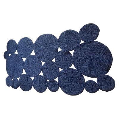 Tapete Decorativo Em Corda Náutica 2,00x1,00m Forma Circular - Azul Marinho