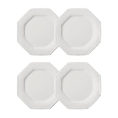 Jogo 4 Pratos Rasos Prisma Brancos 28 Cm Porcelana Schmidt