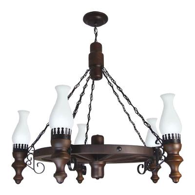Lustre Muller Roda Carroça 5 Lâmpadas Envelhecido 905e