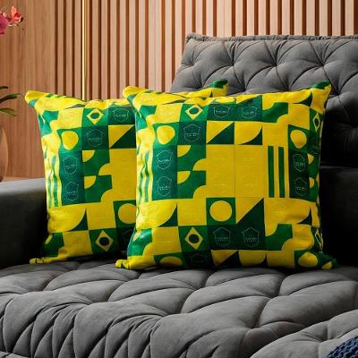 Almofadas Kit Plumie. De 45x45cm 2 Uni Estampadas Cama Inbox Amarelo