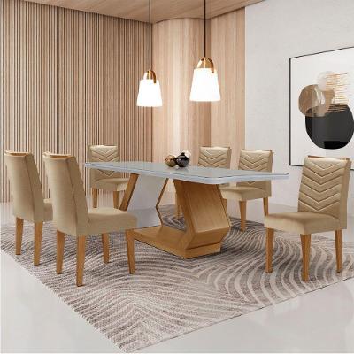 Mesa De Jantar Alvorada 180cm Com 6 Cadeiras Liz Moderna Turim 07/off White/imbuia