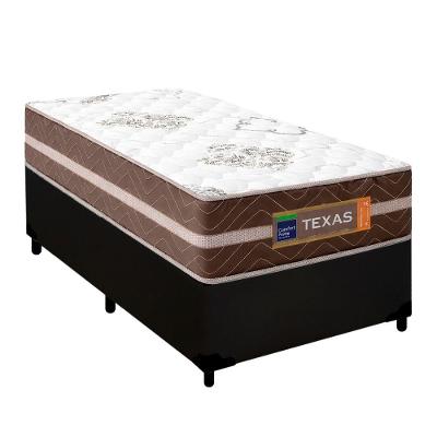 Cama Box Solteiro Sintético + Colchão Molas Ensacadas Texas Prime Colchões 88cm - Suporta Até 120 Kg Por Pessoa Preto