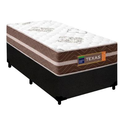 Cama Box Solteiro Suede + Colchão Molas Ensacadas Texas Prime Colchões 88cm - Suporta Até 120 Kg Por Pessoa Preto