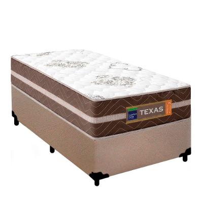 Cama Box Solteiro Suede + Colchão Molas Ensacadas Texas Prime Colchões 88cm - Suporta Até 120 Kg Por Pessoa Bege