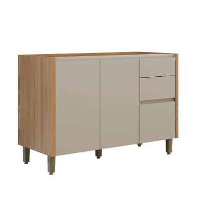 Balcão De Cozinha 2 Portas 3 Gavetas Allure Linea Brasil Jequitiba/gris Fosco