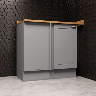 Balcão Canto Americana Henn Com Tampo Mdf Henn 94 Cm Cinza / Nature