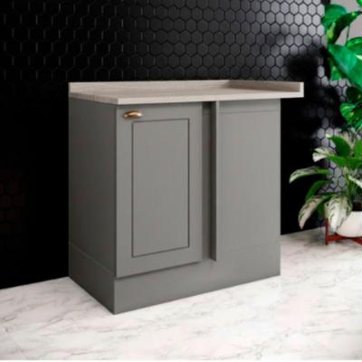 Balcão Canto Americana Henn Com Tampo Mdf Henn 94 Cm Cinza/calcare