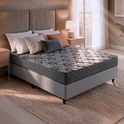 Conjunto Base Box Casal Prince Com Colchão Hellen 138x188 Cinza