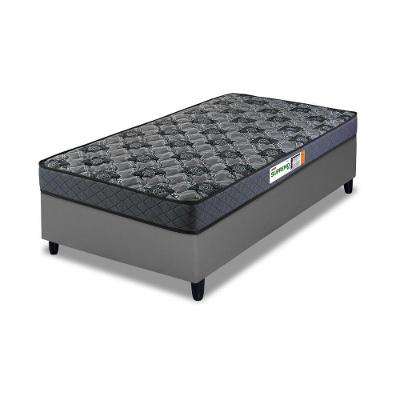 Conjunto Base Box Solteiro Prince Com Colchão Supremo Hellen Cinza