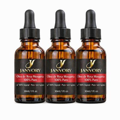 Kit com 3 Óleos de Rosa Mosqueta 100% Puros 30Ml Cada (90 Ml No Total)