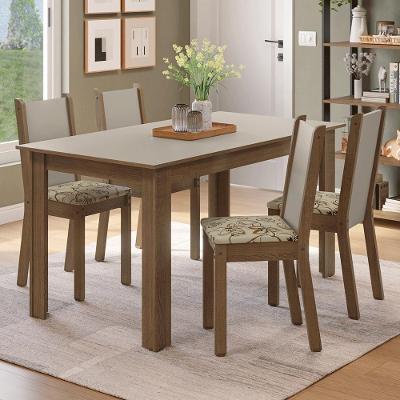 Conjunto Sala De Jantar Alva Mesa Tampo De Madeira 4 Cadeiras Rustic/crema/lírio Bege Madesa Rustic/crema/lírio Bege