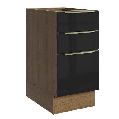 Balcão De Cozinha 40 Cm 3 Gavetas (sem Tampo) Rustic/preto Lux Madesa Rustic/preto