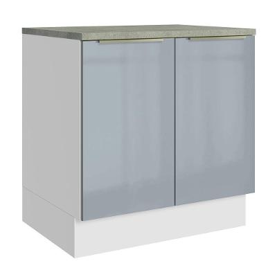 Balcão De Cozinha 80 Cm 2 Portas Branco/cinza Lux Madesa Branco/cinza
