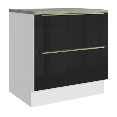 Balcão De Cozinha 80 Cm 2 Gavetas Branco/preto Lux Madesa Branco/preto
