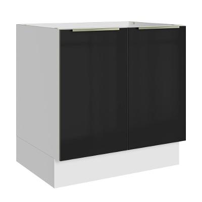 Balcão De Cozinha 80 Cm 2 Portas (sem Tampo) Branco/preto Lux Madesa Branco/preto