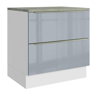 Balcão De Cozinha 80 Cm 2 Gavetas Branco/cinza Lux Madesa Branco/cinza