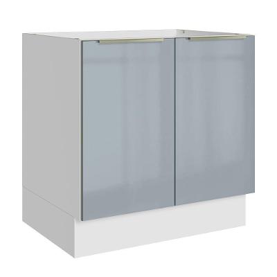 Balcão De Cozinha 80 Cm 2 Portas (sem Tampo) Branco/cinza Lux Madesa Branco/cinza