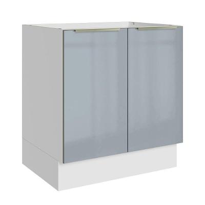 Balcão De Cozinha 70 Cm 2 Portas (sem Tampo) Branco/cinza Lux Madesa Branco/cinza