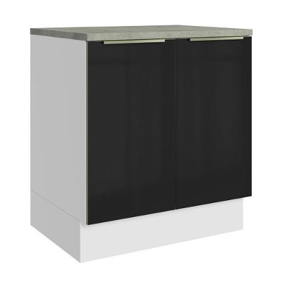 Balcão De Cozinha 70 Cm 2 Portas Branco/preto Lux Madesa Branco/preto