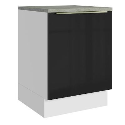 Balcão De Cozinha 60 Cm 1 Porta Branco/preto Lux Madesa Branco/preto