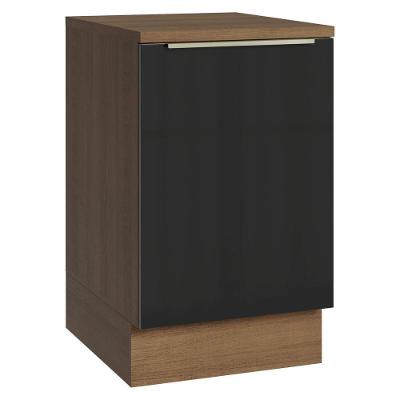 Balcão De Cozinha 50 Cm 1 Porta Rustic/preto Lux Madesa Rustic/preto