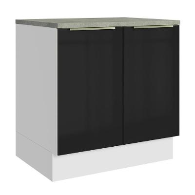 Balcão De Cozinha 80 Cm 2 Portas Branco/preto Lux Madesa Branco/preto