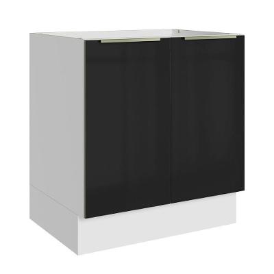 Balcão De Cozinha 70 Cm 2 Portas (sem Tampo) Branco/preto Lux Madesa Branco/preto